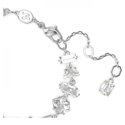 Mesmera bracelet, Mixed cuts, White, Rhodium plate