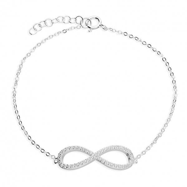 Sterling Silver Bracelet 17+2cm - with CZ