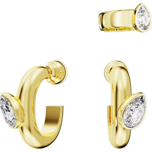 Dextera hoop earrings with ear cuff, Set (3), Pear