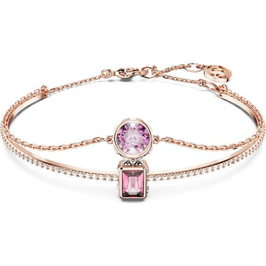 Stilla bangle, Mixed cuts, Pink, Rose gold-tone