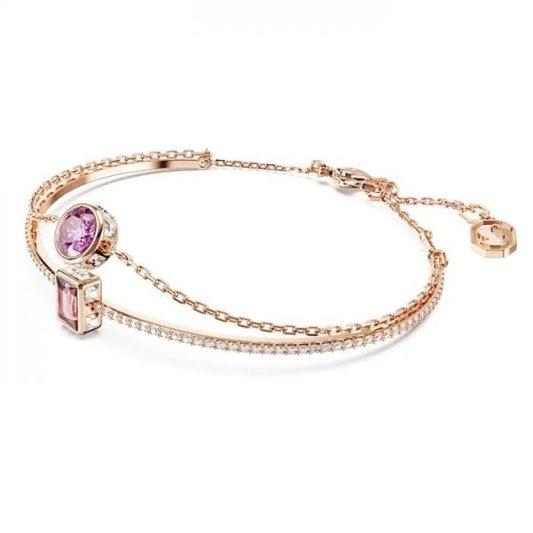 Stilla bangle, Mixed cuts, Pink, Rose gold-tone