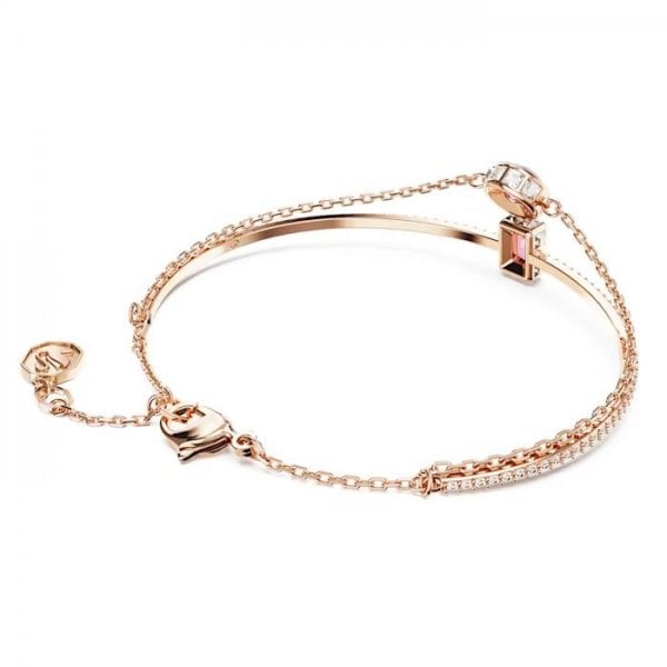 Stilla bangle, Mixed cuts, Pink, Rose gold-tone