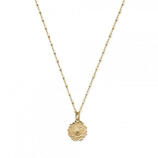 Gold Delicate Cube Sunflower Necklace