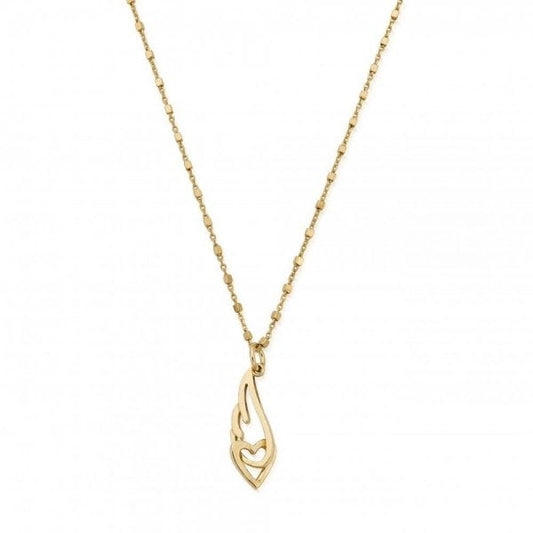 Gold Delicate Interlocking And Angel Wing Necklace