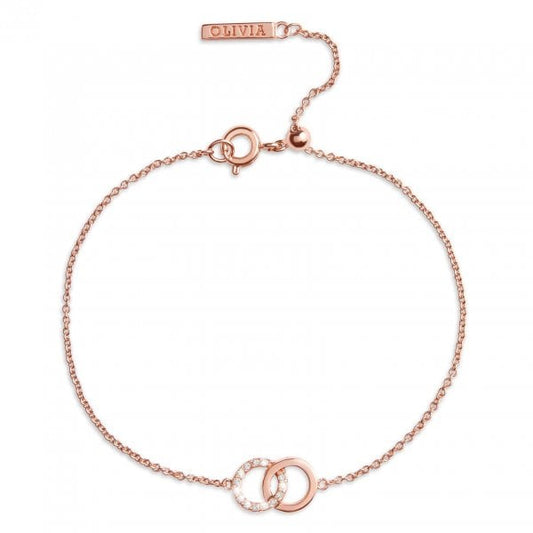 Bejewelled Interlink Chain Bracelet Rose Gold