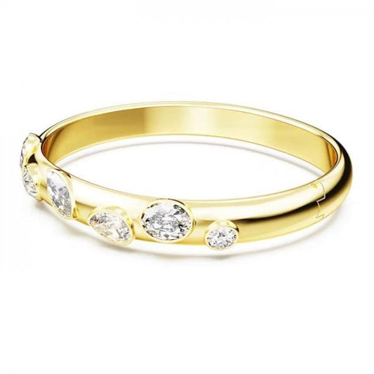 Dextera bangle Mixed cuts, White, Gold-tone plated