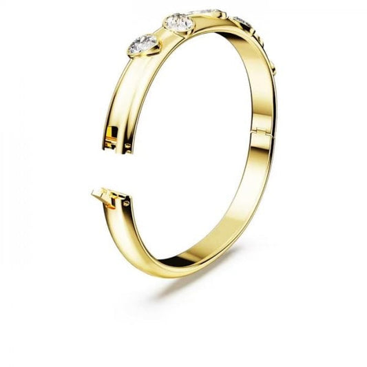 Dextera bangle Mixed cuts, White, Gold-tone plated