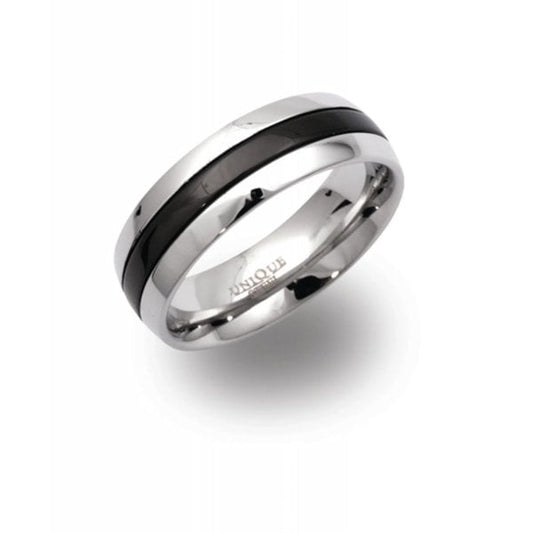 Gents Steel Ring with Black IP Plating SIZE 62