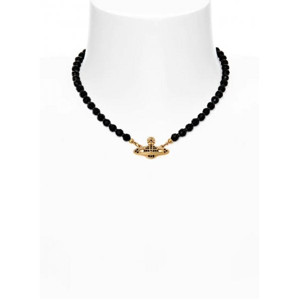 Black Agate Gold Plated Messaline Choker