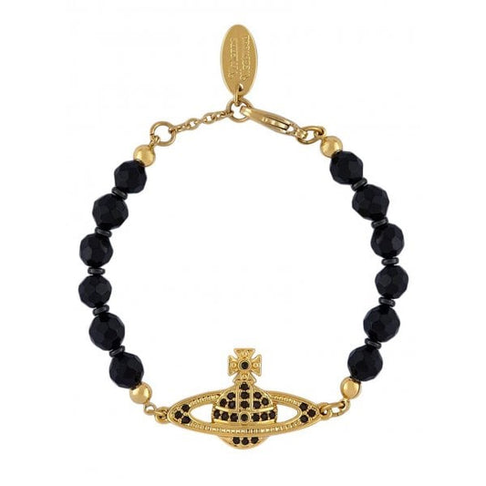 Black Agate Gold Plated Messaline Bracelet