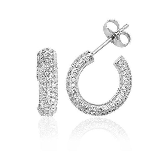 SILVER FIVE ROW PAVE 3/4 HOOP CZ STUDS