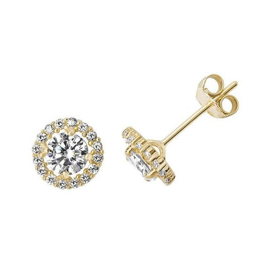 9CT YEL GOLD ROUND CZ STUD EARRINGS