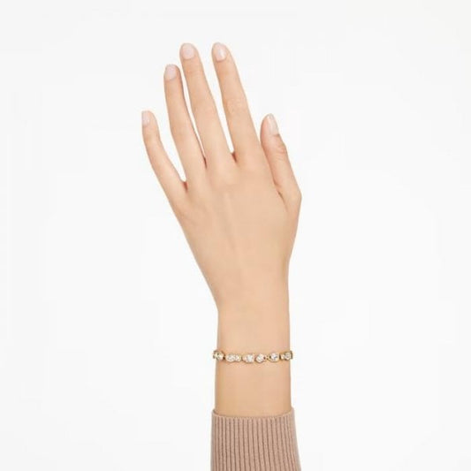 Dextera bracelet, Mixed cuts, White, Gold, Medium