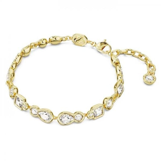 Dextera bracelet, Mixed cuts, White, Gold, Medium