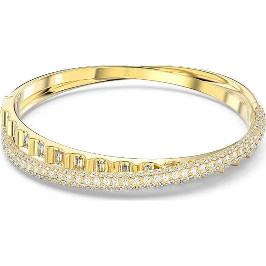 Rota bangle, Mixed cuts, White, Gold-tone, Small