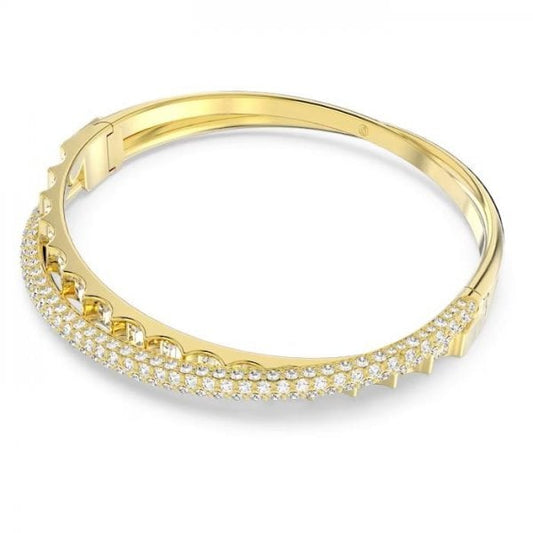 Rota bangle, Mixed cuts, White, Gold-tone, Small
