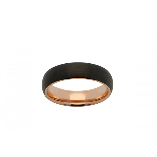 Gents Tungsten Rose Gold/ Black IP Ring Size 62