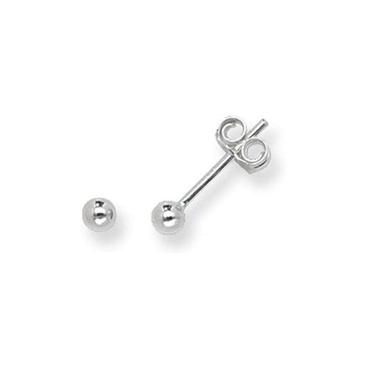 Silver 3mm Ball Stud Earrings