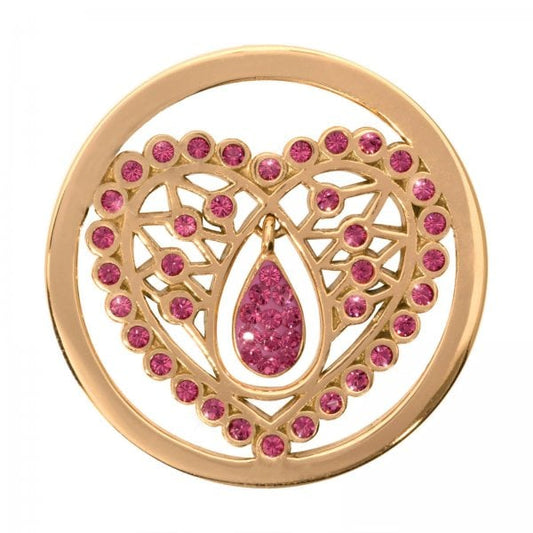 Pink Indian Hearts Medium Gold Plated Coin
