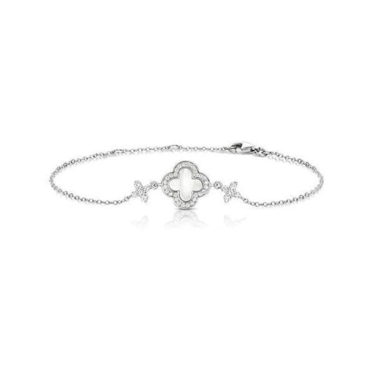 MOP & CZ Clover Shape Bracelet