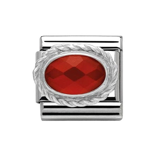 Classic Silver Red Agate Charm