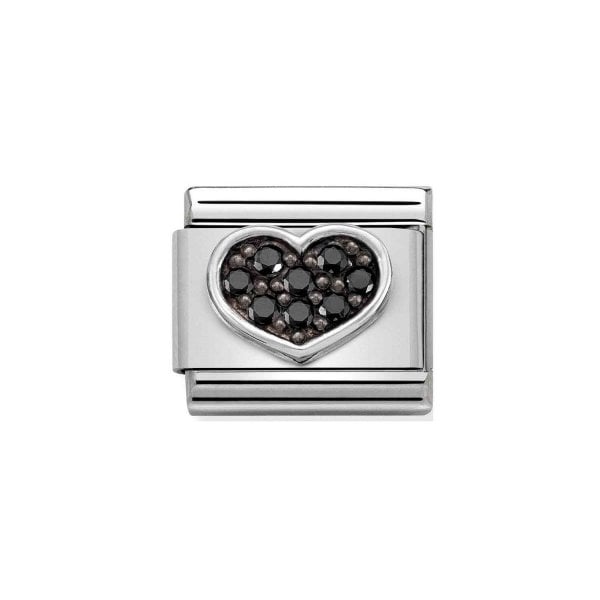 Silver Black Heart Charm