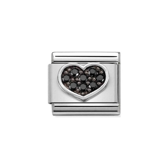 Silver Black Heart Charm