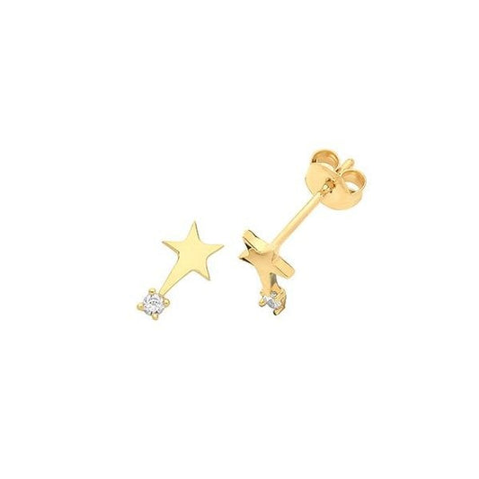 9CT YELLOW GOLD SHOOTING STAR EARRINGS