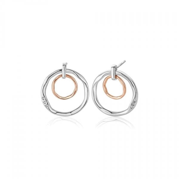 Ripples Double Hoop White Topaz Drop Earrings