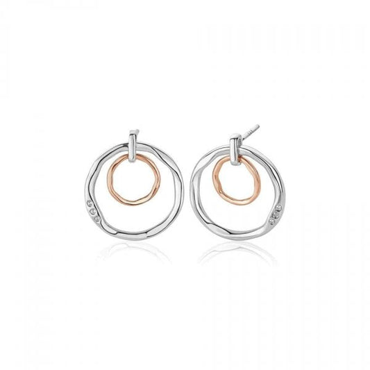 Ripples Double Hoop White Topaz Drop Earrings