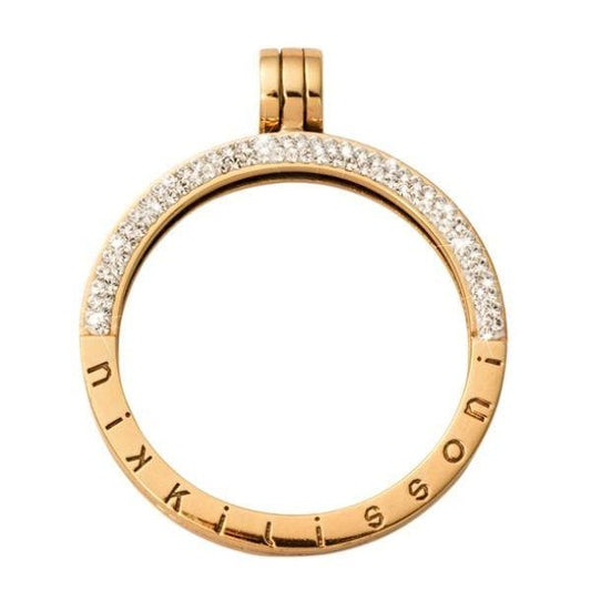 Medium Gold Plated Half Pave Pendant/Coin Holder