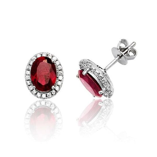 OVAL RED CZ STUDS