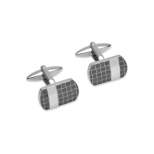 Gents Stainless Steel & Enamel Cufflinks
