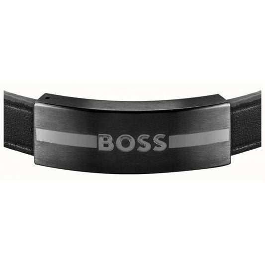Gents Luke Black Leather Band Bracelet