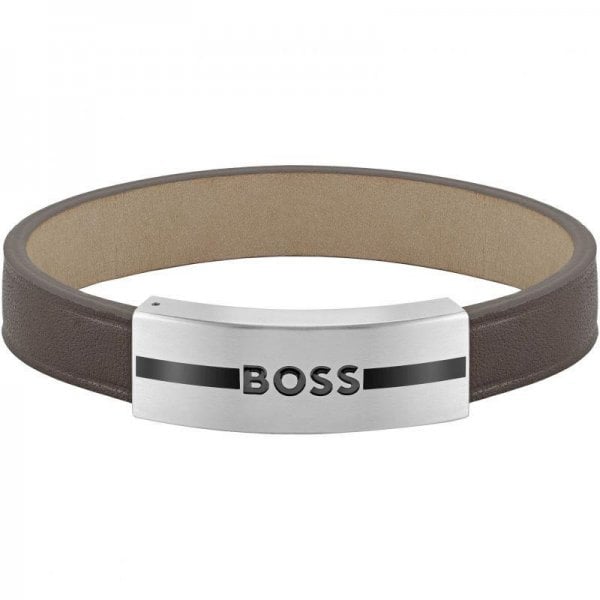 Gents Luke Brown Leather Band Bracelet