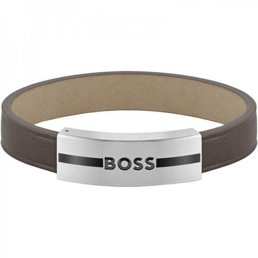 Gents Luke Brown Leather Band Bracelet