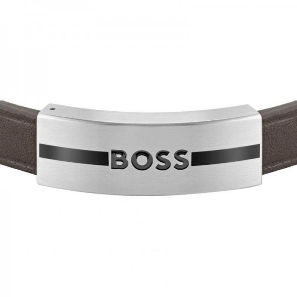 Gents Luke Brown Leather Band Bracelet