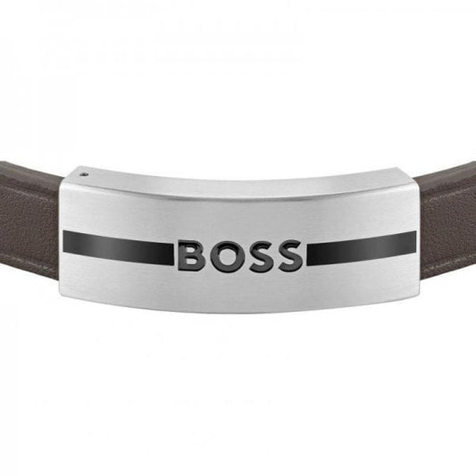 Gents Luke Brown Leather Band Bracelet
