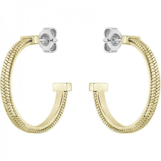 Ladies Zia Light Yellow Gold IP Hoop Earrings