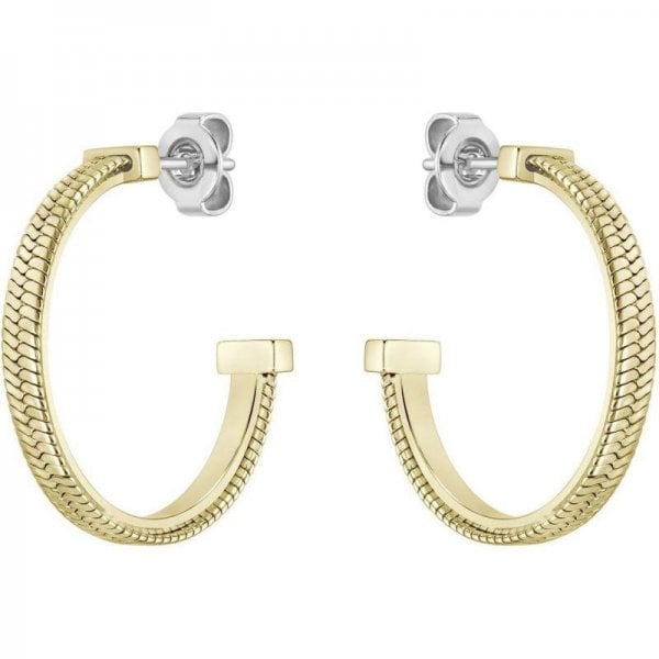 Ladies Zia Light Yellow Gold IP Hoop Earrings