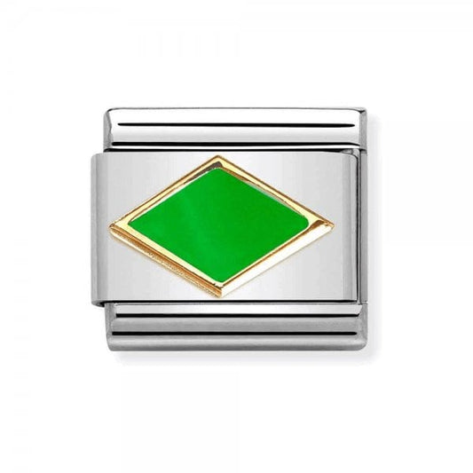 Gold and Green Apple Rhombus Charm