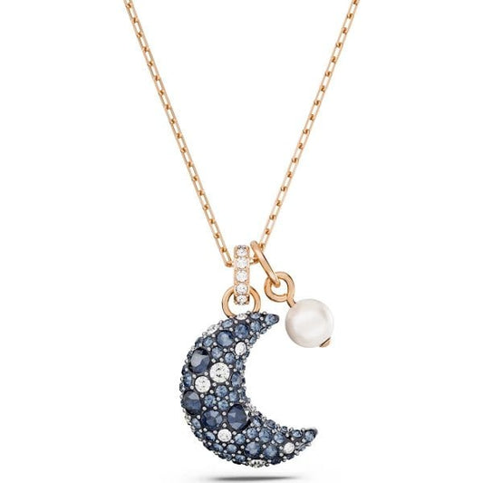 Luna pendant, Moon, Multicolored, Rose gold-tone