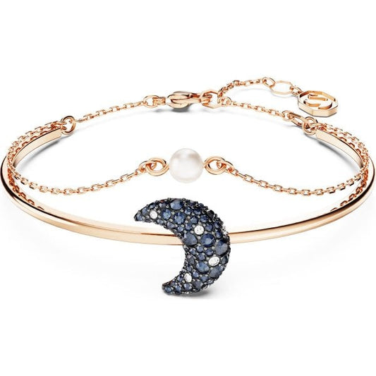 Luna bangle, Moon, Multicolored, Rose gold, Medium
