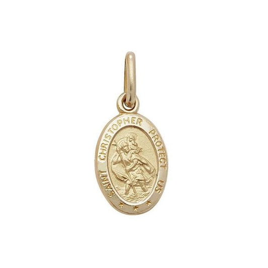 9CT YELLOW GOLD OVAL ST CHRISTOPHER PENDANT