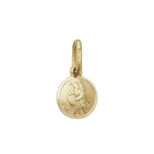 9CT YELLOW GOLD RND ST CHRISTOPHER PENDANT