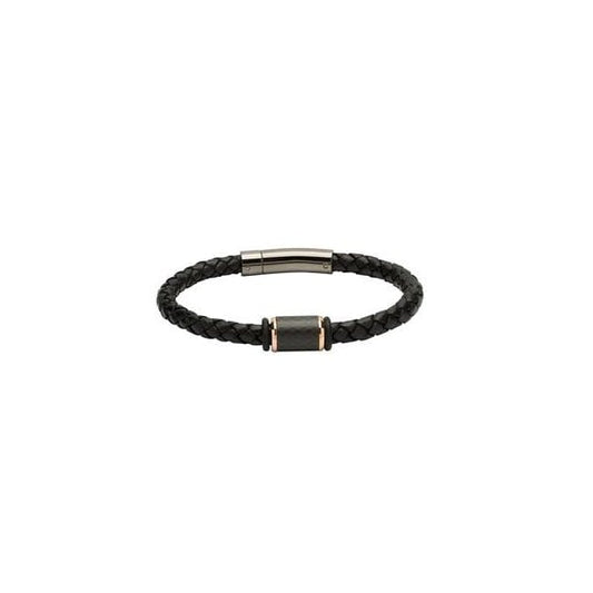 Gents Black Leather Bracelet 21cm