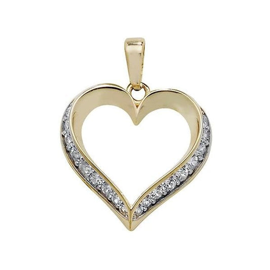 9CT YELLOW GOLD HEART CZ PENDANT