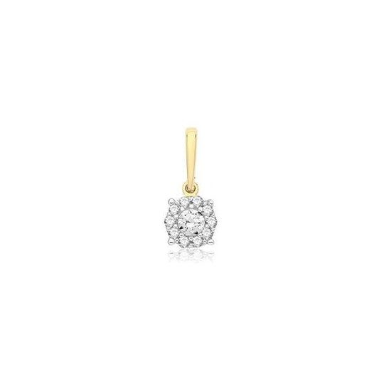 9CT YELLOW GOLD SMALL RND CZ PENDANT