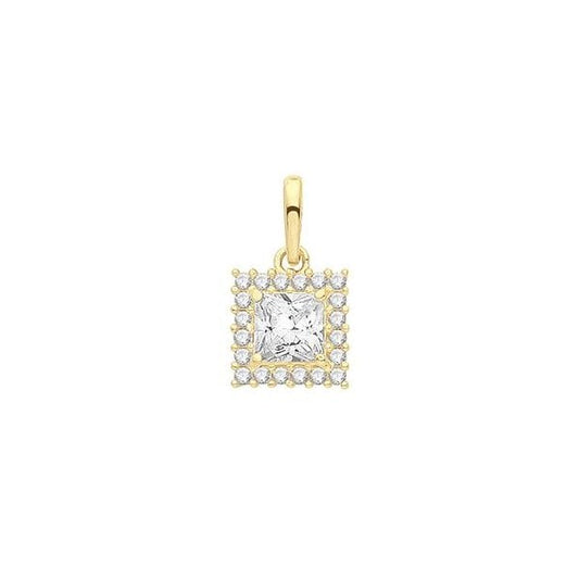 9CT YELLOW GOLD LADIES' CZ PENDANT