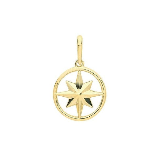 9CT YELLOW GOLD COMPASS ROSE CHARM
